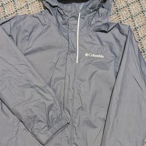 Columbia Youth Gray hooded rain jacket sz Y SM